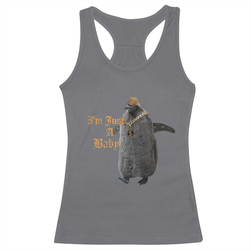 Funny Pesto Penguin Racerback Tank Top I'm Just A Baby Hiphop TS09 Charcoal Print Your Wear