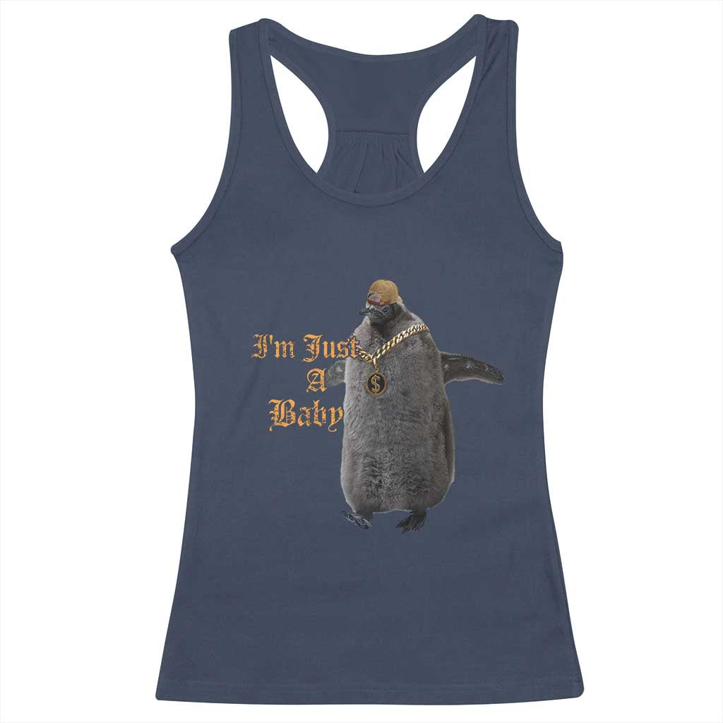 Funny Pesto Penguin Racerback Tank Top I'm Just A Baby Hiphop TS09 Navy Print Your Wear