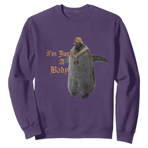 Funny Pesto Penguin Sweatshirt I'm Just A Baby Hiphop TS09 Purple Print Your Wear