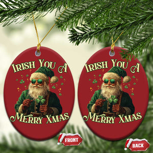 Irish You A Merry Xmas Christmas Ornament Shamrock Santa Ireland Lucky TS09 Oval Red Print Your Wear