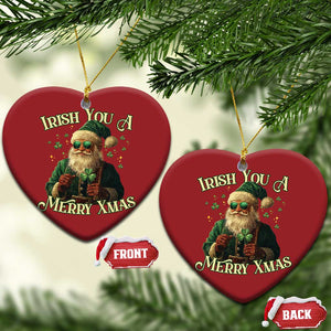 Irish You A Merry Xmas Christmas Ornament Shamrock Santa Ireland Lucky TS09 Heart Red Print Your Wear