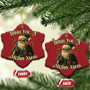 Irish You A Merry Xmas Christmas Ornament Shamrock Santa Ireland Lucky TS09 Snow Flake Red Print Your Wear