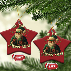 Irish You A Merry Xmas Christmas Ornament Shamrock Santa Ireland Lucky TS09 Star Red Print Your Wear