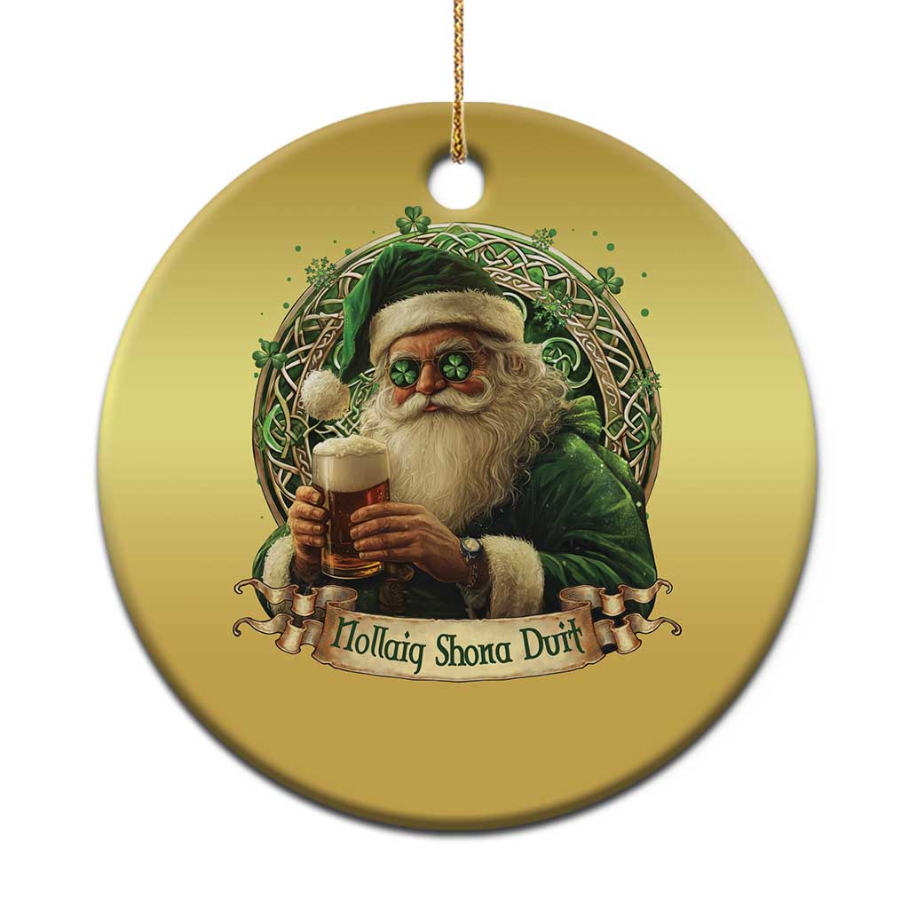 Irish Xmas Christmas Ornament Nollaig Shona Duit Shamrock Santa Drinking Beer TS09 Print Your Wear