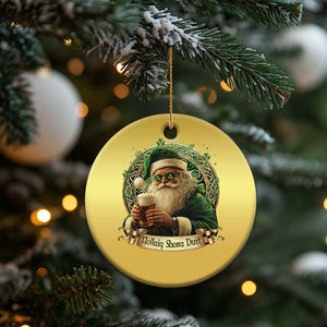 Irish Xmas Christmas Ornament Nollaig Shona Duit Shamrock Santa Drinking Beer TS09 Print Your Wear