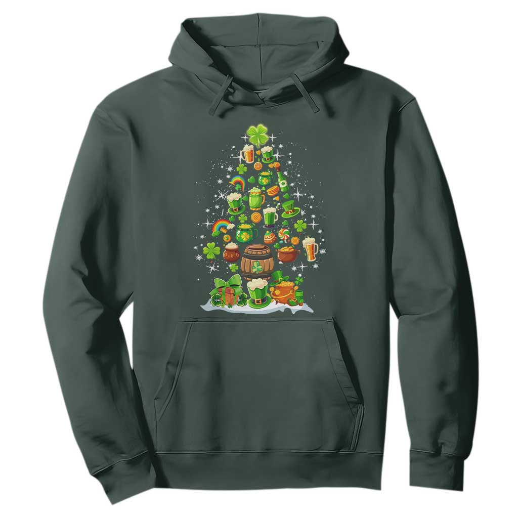 Merry Christmas Tree Irish Hoodie TS09 Dark Forest Green Print Your Wear