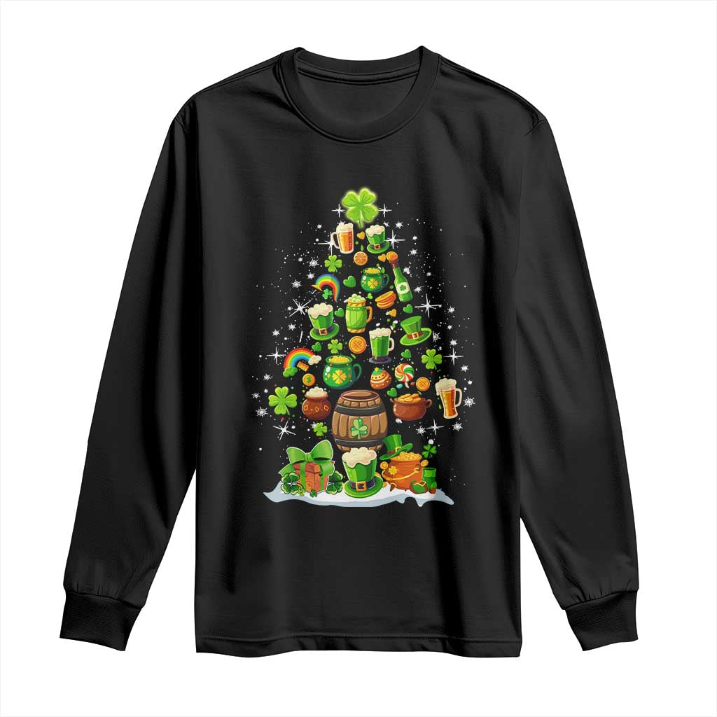Merry Christmas Tree Irish Long Sleeve Shirt TS09 Black Print Your Wear