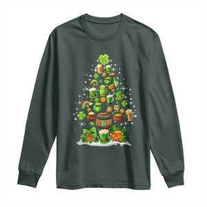 Merry Christmas Tree Irish Long Sleeve Shirt TS09 Dark Forest Green Print Your Wear