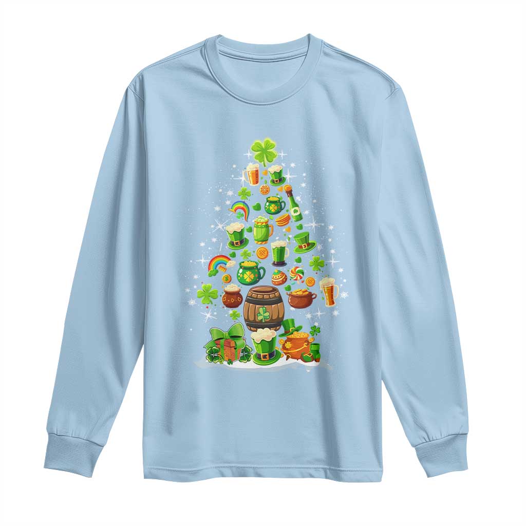 Merry Christmas Tree Irish Long Sleeve Shirt TS09 Light Blue Print Your Wear