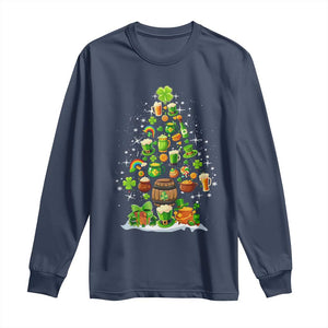 Merry Christmas Tree Irish Long Sleeve Shirt TS09 Navy Print Your Wear