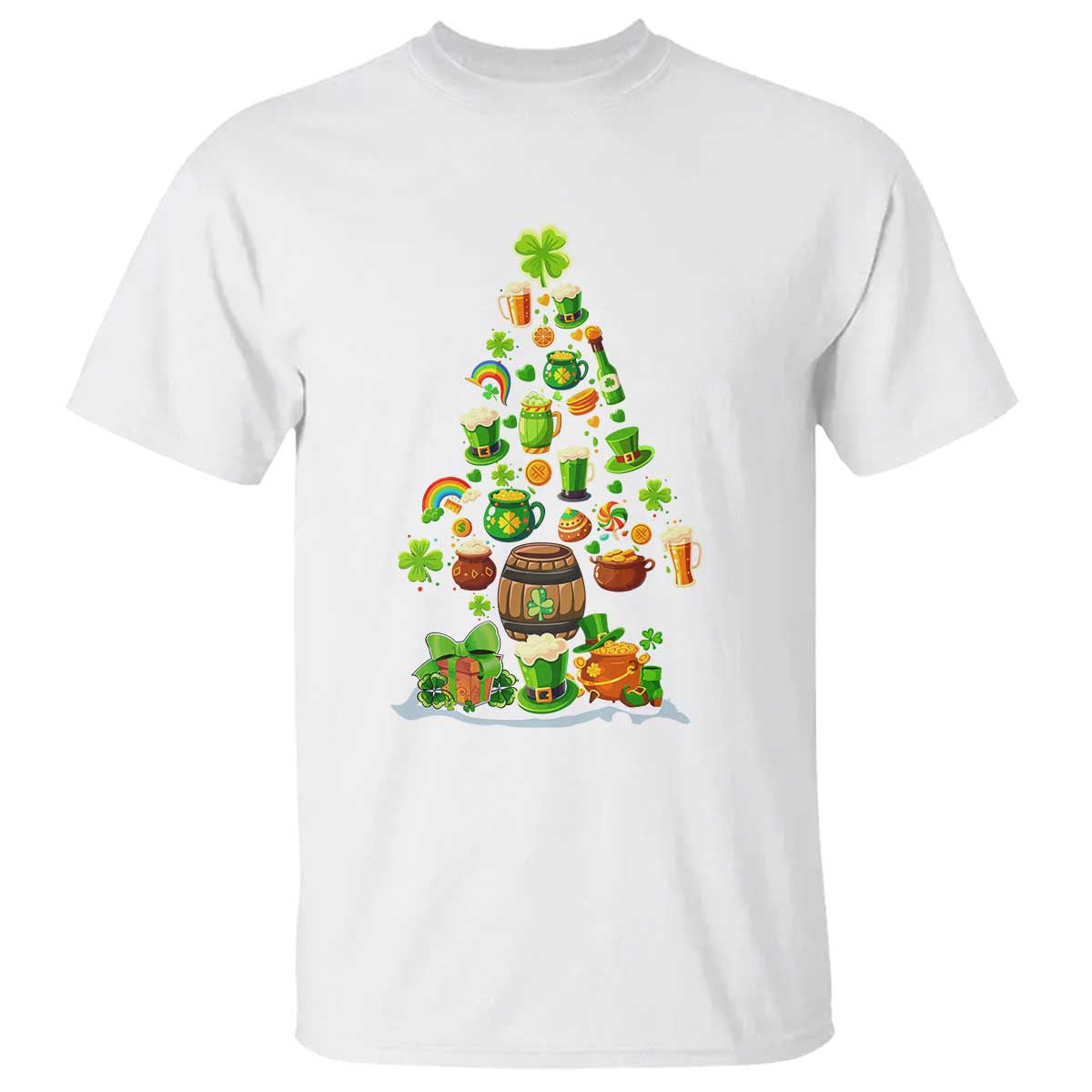 Merry Christmas Tree Irish T Shirt TS09 White Print Your Wear
