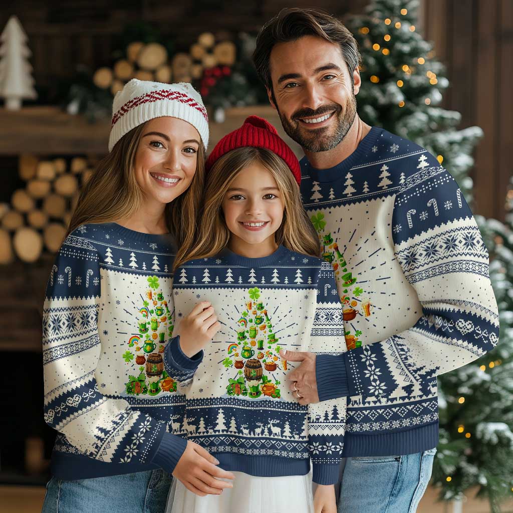 Merry Christmas Tree Irish Ugly Christmas Sweater TS09 Navy Print Your Wear