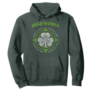 Irish Woman Pride Hoodie The Soul of A Witch Celtic Shamrock Feminist TS09 Dark Forest Green Print Your Wear