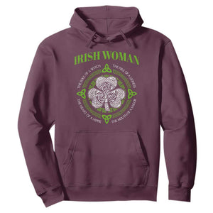 Irish Woman Pride Hoodie The Soul of A Witch Celtic Shamrock Feminist TS09 Maroon Print Your Wear