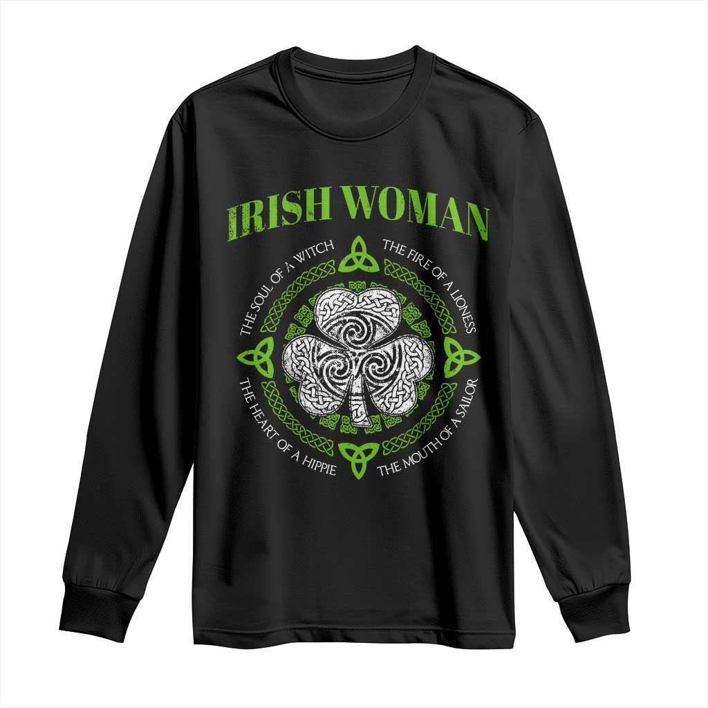 Irish Woman Pride Long Sleeve Shirt The Soul of A Witch Celtic Shamrock Feminist TS09 Black Print Your Wear