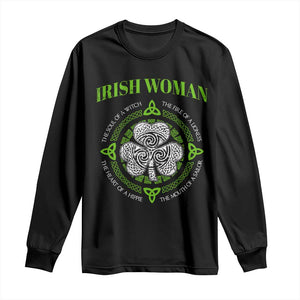 Irish Woman Pride Long Sleeve Shirt The Soul of A Witch Celtic Shamrock Feminist TS09 Black Print Your Wear