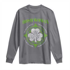 Irish Woman Pride Long Sleeve Shirt The Soul of A Witch Celtic Shamrock Feminist TS09 Charcoal Print Your Wear