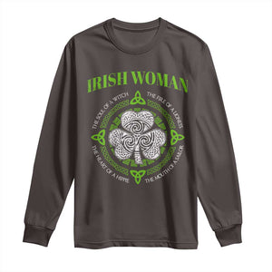 Irish Woman Pride Long Sleeve Shirt The Soul of A Witch Celtic Shamrock Feminist TS09 Dark Chocolate Print Your Wear