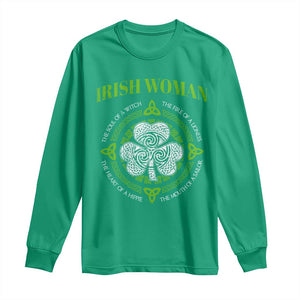 Irish Woman Pride Long Sleeve Shirt The Soul of A Witch Celtic Shamrock Feminist TS09 Irish Green Print Your Wear