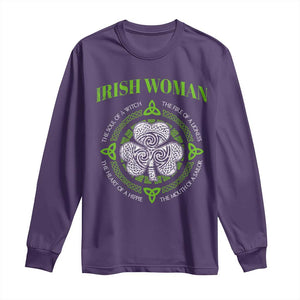 Irish Woman Pride Long Sleeve Shirt The Soul of A Witch Celtic Shamrock Feminist TS09 Purple Print Your Wear