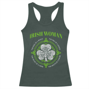 Irish Woman Pride Racerback Tank Top The Soul of A Witch Celtic Shamrock Feminist TS09 Dark Forest Green Print Your Wear