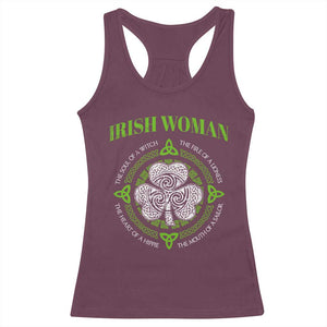 Irish Woman Pride Racerback Tank Top The Soul of A Witch Celtic Shamrock Feminist TS09 Maroon Print Your Wear