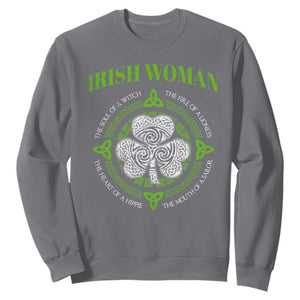 Irish Woman Pride Sweatshirt The Soul of A Witch Celtic Shamrock Feminist TS09 Charcoal Print Your Wear