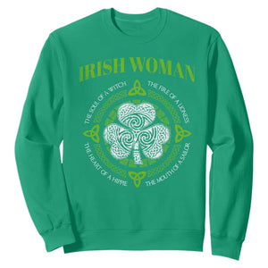 Irish Woman Pride Sweatshirt The Soul of A Witch Celtic Shamrock Feminist TS09 Irish Green Print Your Wear