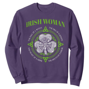 Irish Woman Pride Sweatshirt The Soul of A Witch Celtic Shamrock Feminist TS09 Purple Print Your Wear