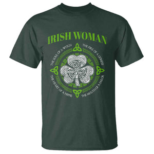 Irish Woman Pride T Shirt The Soul of A Witch Celtic Shamrock Feminist TS09 Dark Forest Green Print Your Wear