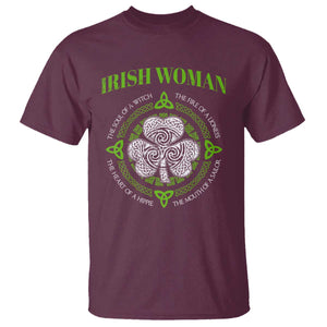 Irish Woman Pride T Shirt The Soul of A Witch Celtic Shamrock Feminist TS09 Maroon Print Your Wear