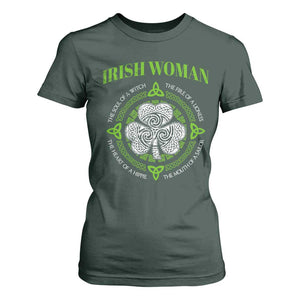 Irish Woman Pride T Shirt For Women The Soul of A Witch Celtic Shamrock Feminist TS09 Dark Forest Green Print Your Wear