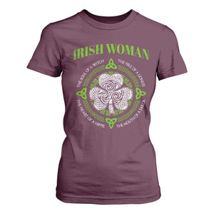 Irish Woman Pride T Shirt For Women The Soul of A Witch Celtic Shamrock Feminist TS09 Maroon Print Your Wear