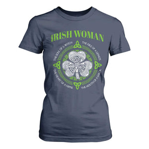 Irish Woman Pride T Shirt For Women The Soul of A Witch Celtic Shamrock Feminist TS09 Navy Print Your Wear