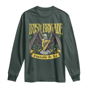 Irish Brigade Long Sleeve Shirt Tiocfaidh Ár Lá Eagle Patriotic TS09 Dark Forest Green Print Your Wear