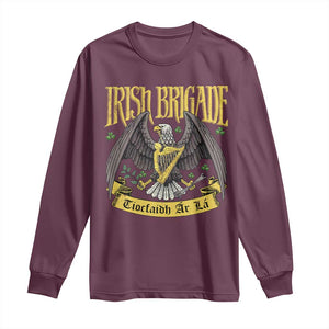 Irish Brigade Long Sleeve Shirt Tiocfaidh Ár Lá Eagle Patriotic TS09 Maroon Print Your Wear