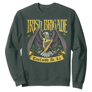 Irish Brigade Sweatshirt Tiocfaidh Ár Lá Eagle Patriotic TS09 Dark Forest Green Print Your Wear