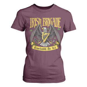 Irish Brigade T Shirt For Women Tiocfaidh Ár Lá Eagle Patriotic TS09 Maroon Print Your Wear