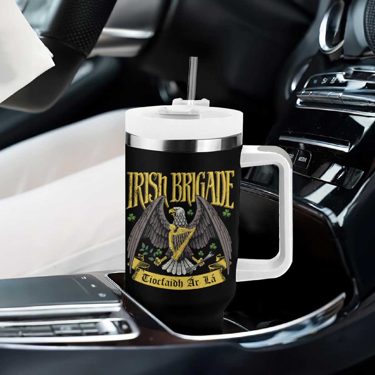 Irish Brigade Tumbler With Handle Tiocfaidh Ar La Eagle Patriotic TS09 Print Your Wear