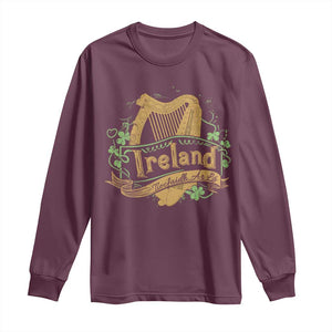 Irish Brigade Long Sleeve Shirt Tiocfaidh Ár Lá Coat Of Arms Kingdom Ireland TS09 Maroon Print Your Wear