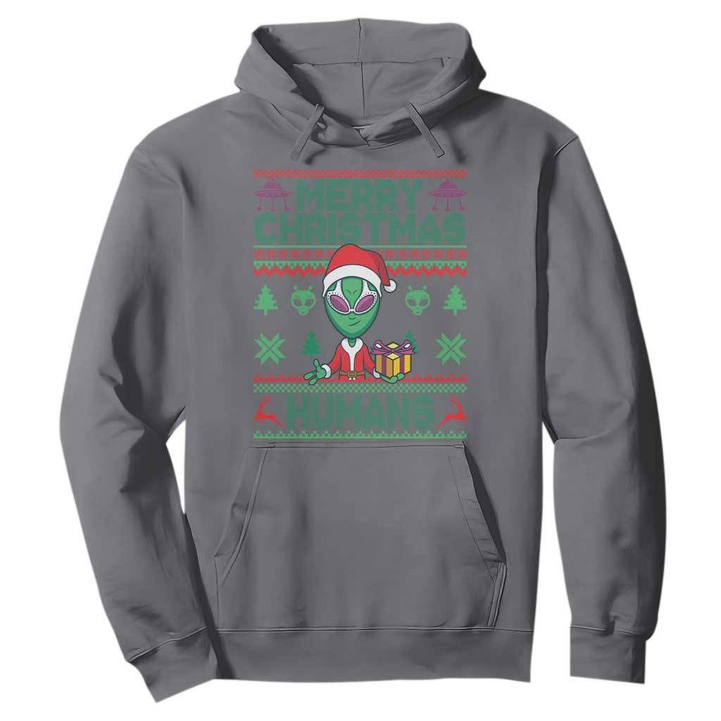 Funny Xmas Alien Santa Hoodie Merry Christmas Humans UFO Outer Space TS09 Charcoal Print Your Wear