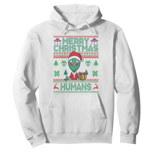 Funny Xmas Alien Santa Hoodie Merry Christmas Humans UFO Outer Space TS09 White Print Your Wear