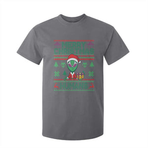 Funny Xmas Alien Santa T Shirt For Kid Merry Christmas Humans UFO Outer Space TS09 Charcoal Print Your Wear