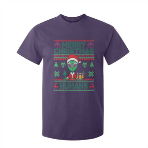 Funny Xmas Alien Santa T Shirt For Kid Merry Christmas Humans UFO Outer Space TS09 Purple Print Your Wear