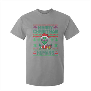 Funny Xmas Alien Santa T Shirt For Kid Merry Christmas Humans UFO Outer Space TS09 Sport Gray Print Your Wear