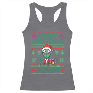 Funny Xmas Alien Santa Racerback Tank Top Merry Christmas Humans UFO Outer Space TS09 Charcoal Print Your Wear