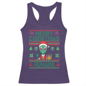 Funny Xmas Alien Santa Racerback Tank Top Merry Christmas Humans UFO Outer Space TS09 Purple Print Your Wear