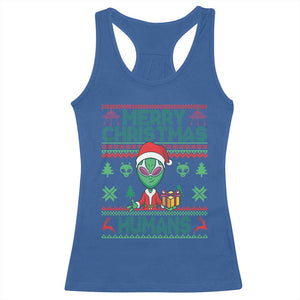 Funny Xmas Alien Santa Racerback Tank Top Merry Christmas Humans UFO Outer Space TS09 Royal Blue Print Your Wear