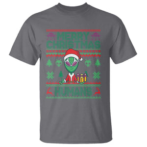 Funny Xmas Alien Santa T Shirt Merry Christmas Humans UFO Outer Space TS09 Charcoal Print Your Wear