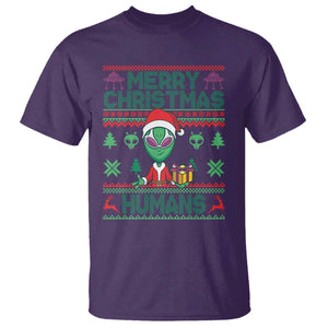 Funny Xmas Alien Santa T Shirt Merry Christmas Humans UFO Outer Space TS09 Purple Print Your Wear